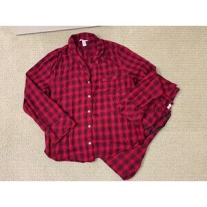 Victorias Secret The Flannel Pajama Set Red Shimmer Plaid Large Christmas